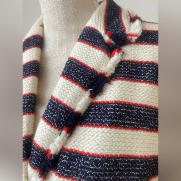 j. crew woven nautical striped double breast jacket cropped blazer sz. 10 - Picture 2 of 15